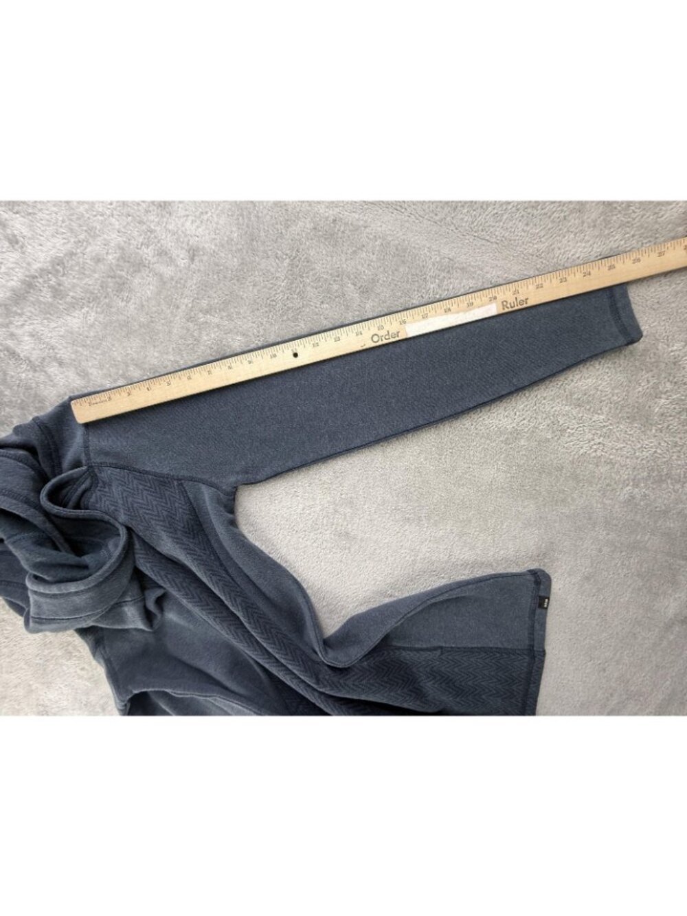 PrAna Hoodie Mens Medium Blue Herringbone Tunic High Neck Pullover Knit Pockets - Picture 8 of 12